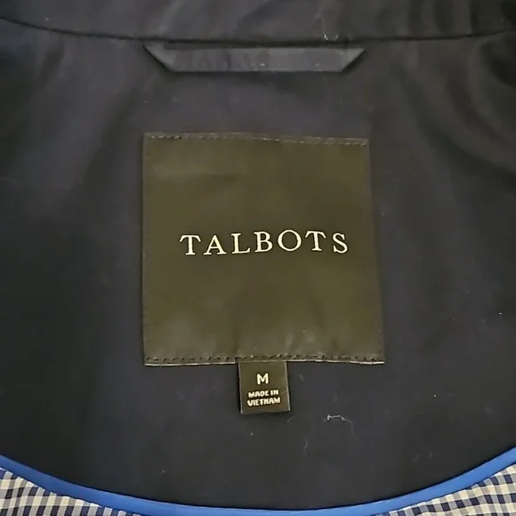 Talbots Navy Short Trench Coat Size M - Picture 6 of 10